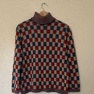 Vintage Checkerboard Knit Sweater